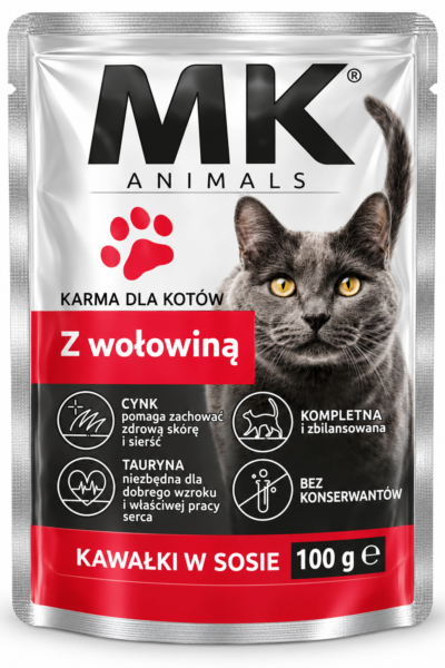 MK Animals – Karma dla kotów z wołowiną 100 g